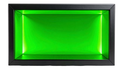 Modern Rectangular Niche with Vibrant Green Illumination.