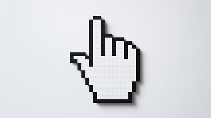 Pixelated Hand Cursor on White Background