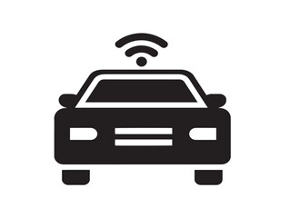 Self driving car silhouette icon vector illustration solid black symbol