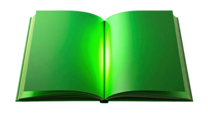 Open Green Book Glowing Knowledge Wisdom.