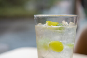 A glass of Shine Muscat green grape ade