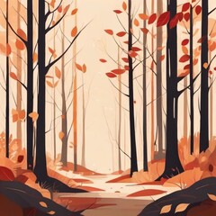 Autumn Background with Falling Leaves and Warm Colors