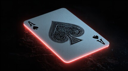 A playing card with a spade symbol against a dark blue and purple background resembling a starry night sky