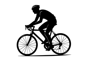 Silhouette of a cyclist riding a bicycle. 