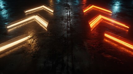 Abstract colorful arrow pointing right on a black background.