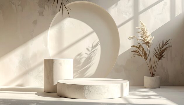 Beige minimalist product display