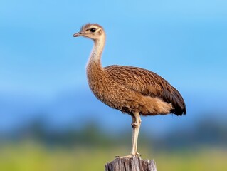 Young Ostrich on a Stump