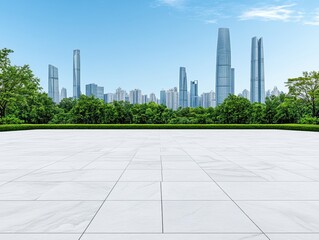 Fototapeta premium Urban park with modern skyline