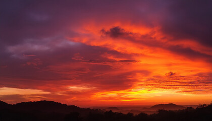 Fototapeta premium Redshift Sunset Orange Clouds Sky Vibrant Nature Scenic Evening Atmos