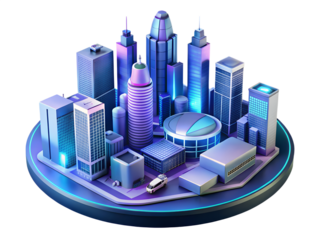 Futuristic Cityscape Illustration with Modern Skyscrapers