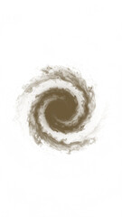 Naklejka premium Dark brown pollution smoke with dust, sand, and cloud particles forming a spiral galaxy swirl. Ideal for cosmic overlays, abstract backgrounds, and creative design projects.
