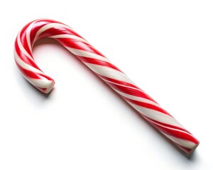 Fototapeta premium Red and white striped candy cane isolated on white background