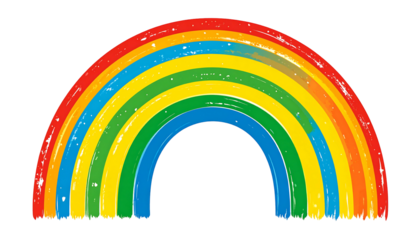 Vibrant Rainbow Childlike Drawing Illustration.
