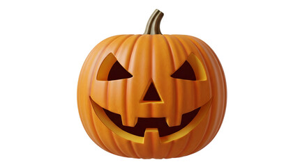 Jackolantern carved pumpkin isolated on transparent background