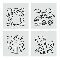 Hand drawn coloring book illustration, suitable for children’s coloring book