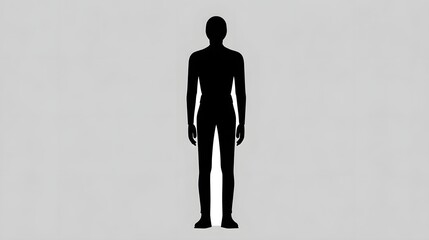 A simple, black silhouette of a human figure against a white background, representing the anonymity and abstract nature of the human form.