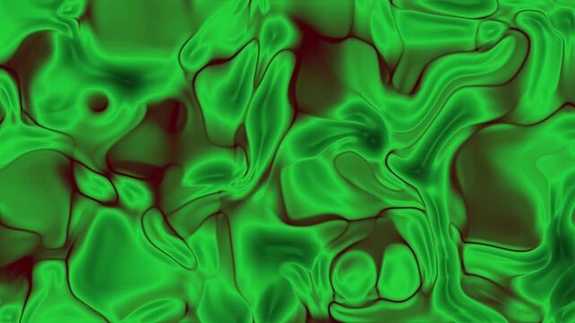 Abstracts Plastic, Mesmerizing Abstract Green Liquid with Red Veins Flowing and Moving Seamlessly in Loop,  royalty free stock.
