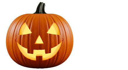 Glowing jackolantern with a happy face isolated on transparent background