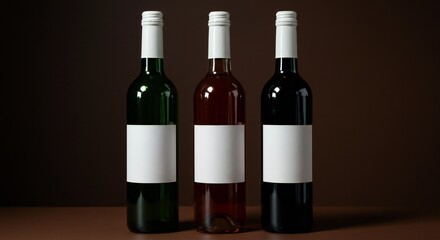 Fototapeta premium Minimal Row: Symmetric Wine Bottles with Subtle Color Gradients