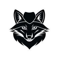 Darwin s fox head with explorer hat black outline