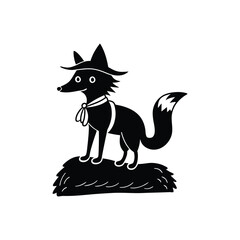 Darwin s fox wearing tiny explorer hat small background