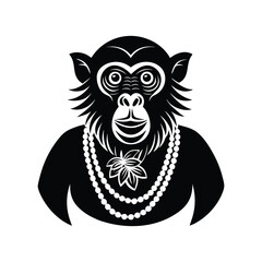 De Brazza s monkey head holding fruit and wearing leaf crown