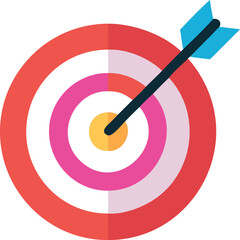 Bullseye Success: A vibrant, digitally rendered image depicts a bullseye with an arrow precisely hitting the center, symbolizing focused precision and hitting the mark. © MdZahidul