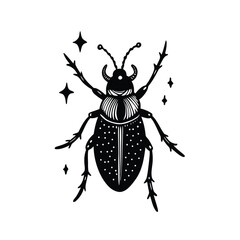 Deathwatch beetle perched on wooden twig miniature texture