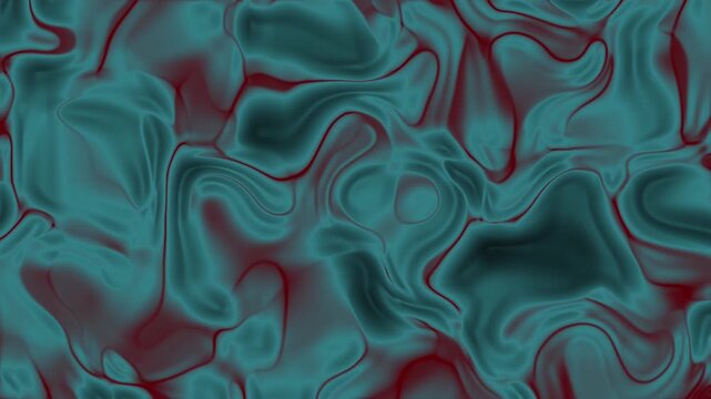 Abstracts Plastic, Abstract fluid background with teal and red colors flowing and rippling across the screen,  Stock royalty free video.