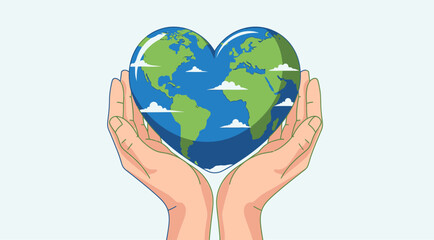 Hands Holding HeartShaped Earth Symbol of Environmental Care and Global Love.