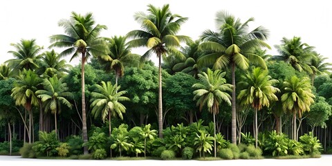 Obraz premium Abundant Tropical Jungle with Palm Trees and Dense Greenery.