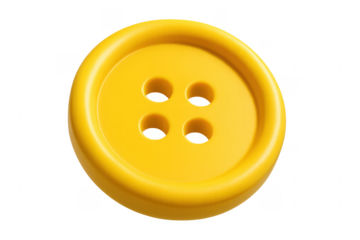 Yellow four hole button, round plastic sewing fastener