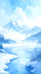 Winter landscape, serene scene