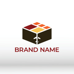 Minimalist Bento Travel logo vector Cube Logo with Airplane Icons