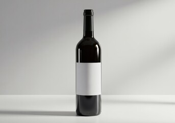 Fototapeta premium Elegant Bottle of Red Wine with Blank Label Mockup.