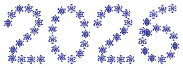 2026 numbers from snowflakes, new year. Vector illustration