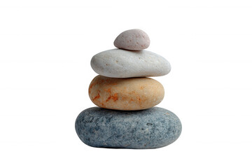 Fototapeta premium Stacked smooth pebbles balanced against black isolated on a transparent background stones rocks