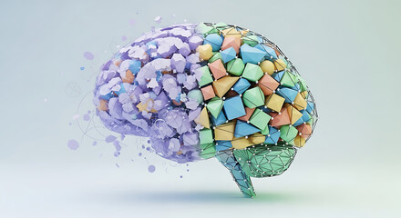 Creative brain concept digital studio 3d render abstract environment futuristic viewpoint