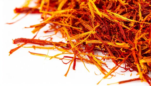 Saffron, spice, threads, isolated, white, background, premium, culinary, seasoning, aromatic, vibrant, natural, organic, exotic, delicate, dried, herb, colorful, high-quality, ingredient, cooking, fla