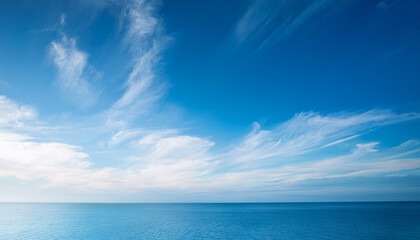 Serene Blue Stretches Wide Morning Light Dancing With Delicate Gossamer Clouds