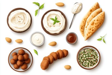 Fresh Mediterranean Cuisine with Dips, Bread, and Flavorful Dishes