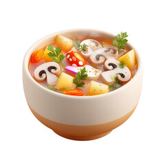 Delicious Mushroom Vegetable Soup Bowl.