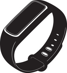 Wearable fitness smart tracker watch black icon, flat vector silhouette