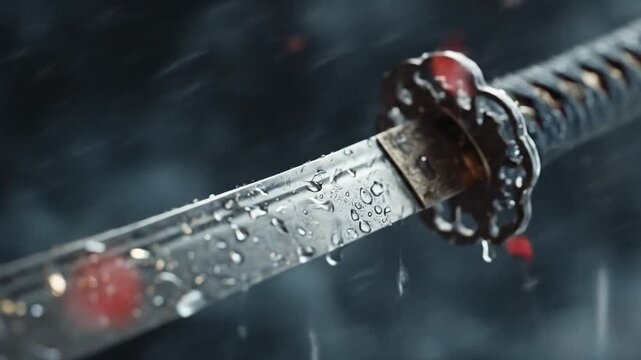 Closeup wet sword