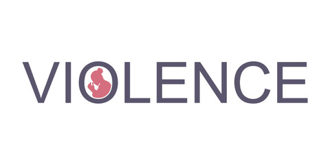 Violence word with portrait of abused young woman trying to hide and. Stop violence against women concept. Family scandal and domestic violence. Crying woman being harassed and bullied by her partner.