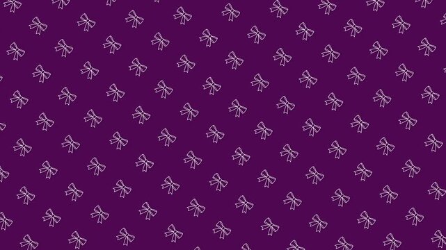 Ribbon bow pattern loop animation : Seamless decorative background with stylish ribbon bow designs on dark pink backdrop