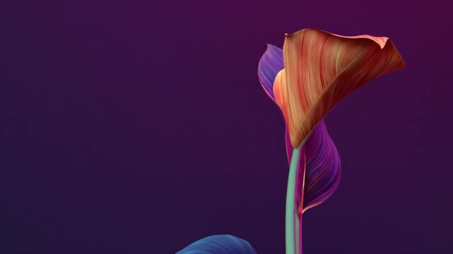 Colorful calla lily and tropical leaves