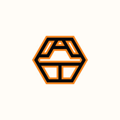 Hexagon Monogram Letter A T Logo Design