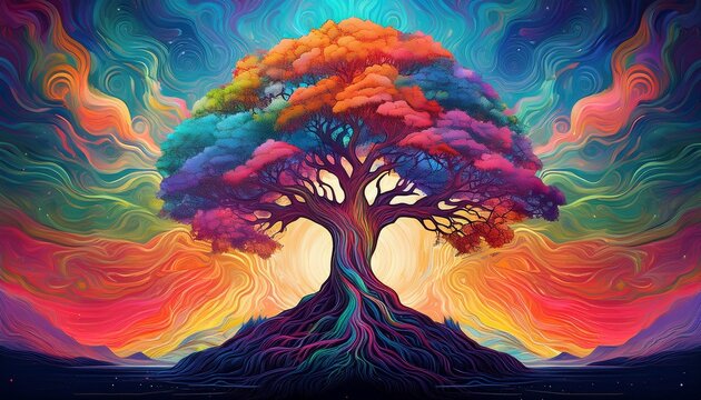 靉嘔 Ay-o 「A happy rainbow colors tree」 Rainbow Painted Tree Images – Browse 52,831 Stock Photos, Vectors