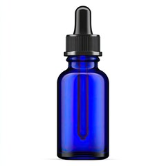 Cobalt blue glass bottle with black dropper cap, perfect for essential oils or serums